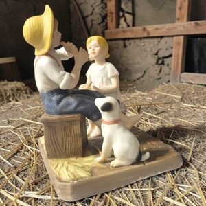 VTG 80s NORMAN ROCKWELL Music Master Figurine Innocence Youth Collection Boy Dog